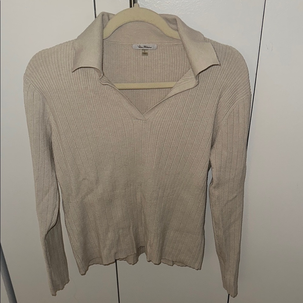 Vila Milano Cream Ribbed Sweater